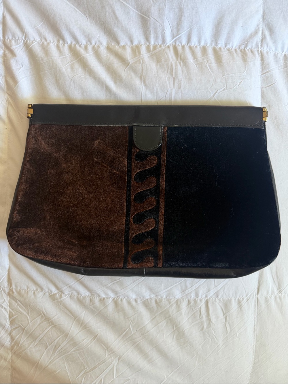 Italian Suede Brown & Black Clutch